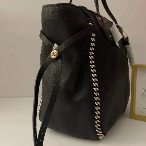 NWT Coach Whiplash Black Leather Tatum Satchel Bag w/ Gold Accents Retail $550 - Picture 12 of 12